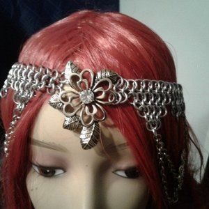 Handmade Chainmail Headpiece Floral Drape Z270